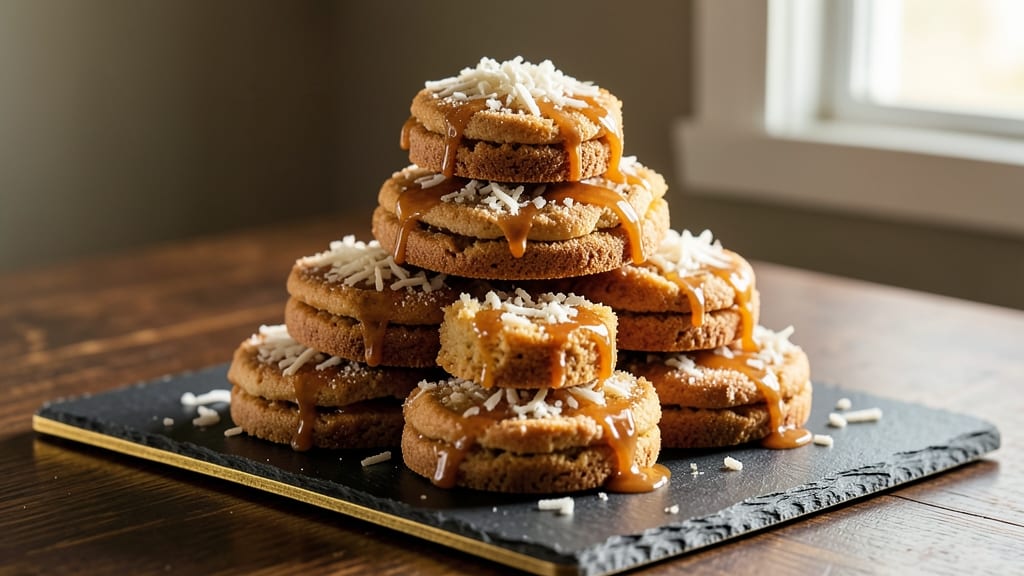 Caramel Coconut Fudge Cookie Recipe: Sandpaper Crunch Meets Molten Centers