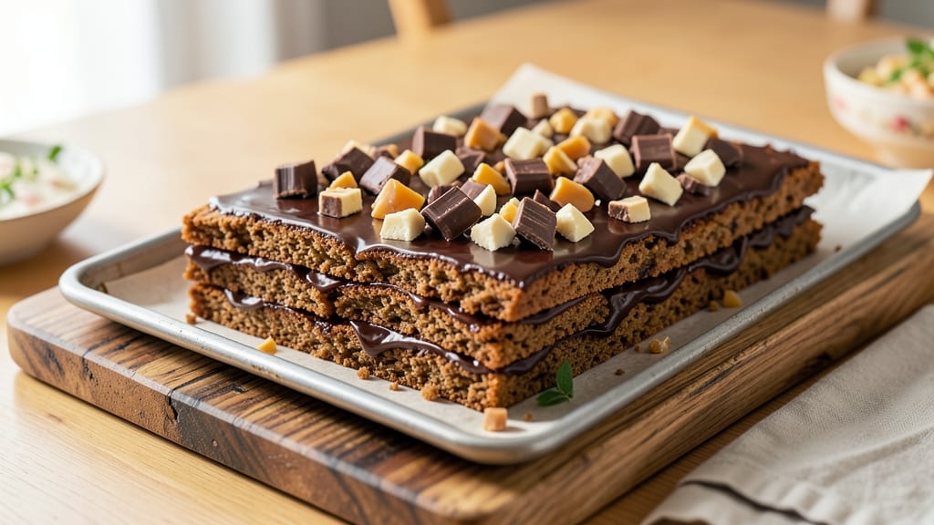 Candy Bar Cookie Bars Recipe: Chocolate Chunk Crunch With Caramel Rivers
