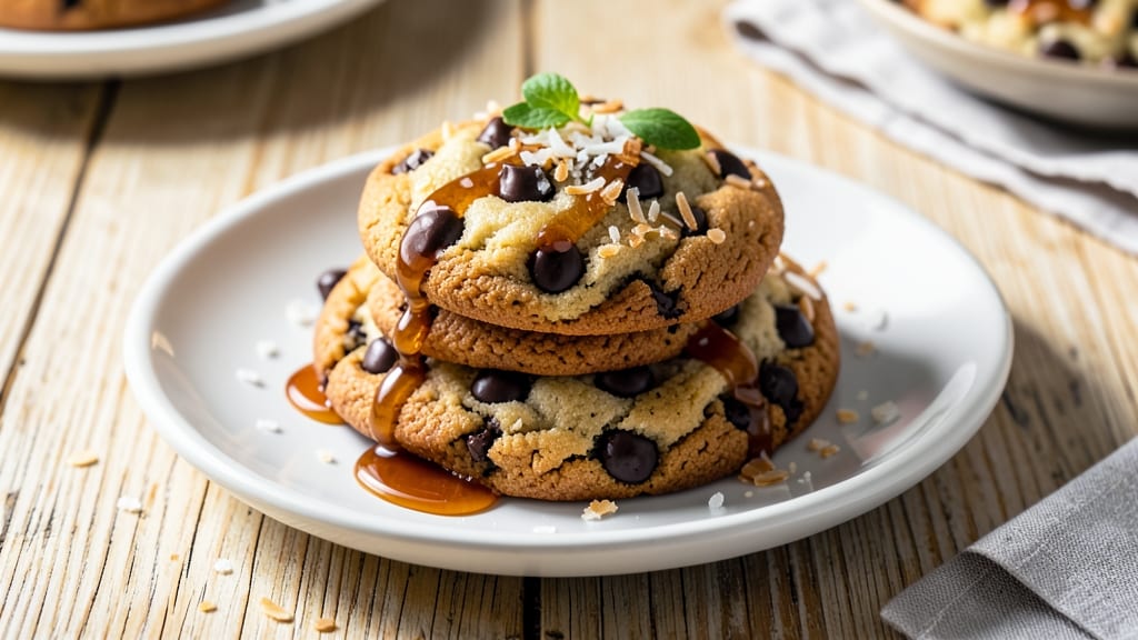 Caramel Coconut Chocolate Chip Cookie Recipe: Triple-Layered Crunch and Melty Rivers